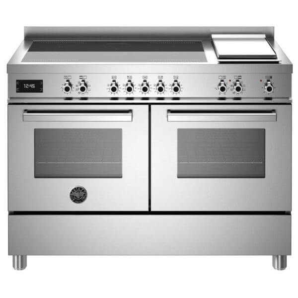 bertazzoni pro125i2e induktionskomfur med dobbelt ovn og stegeplade 120 cm rustfri pro125i2ext 60128 1