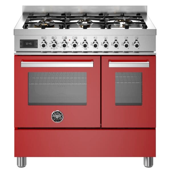 bertazzoni professional gaskomfur med dobbeltovn 90 cm roed pro96l2erot 52394 1