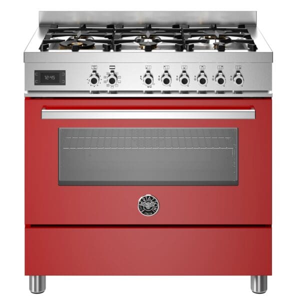 bertazzoni professional gaskomfur med ovn 90 cm roed pro96l1erot 52393 1