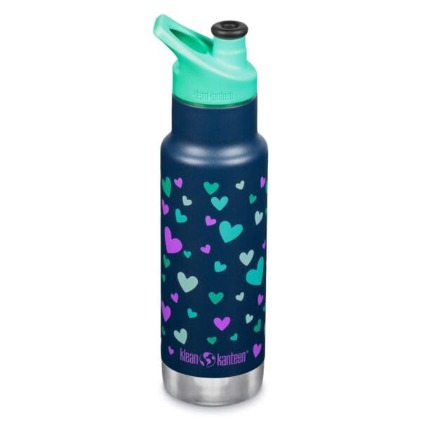 klean kanteen vandflaske til boern med sportslaag 355 ml navy hearts 1008873 52458 1