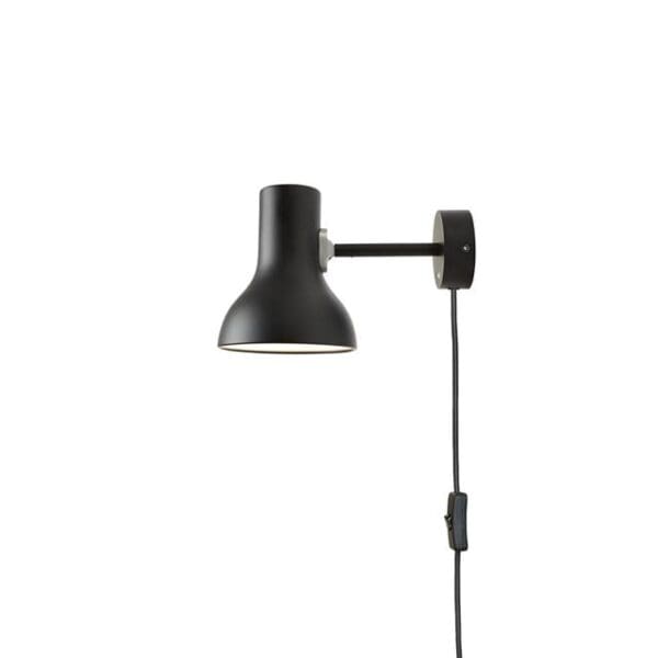 type 75 mini wall light w cable jet black 1